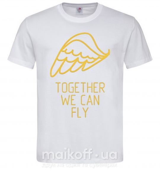 Мужская футболка Together we can fly yellow Белый фото