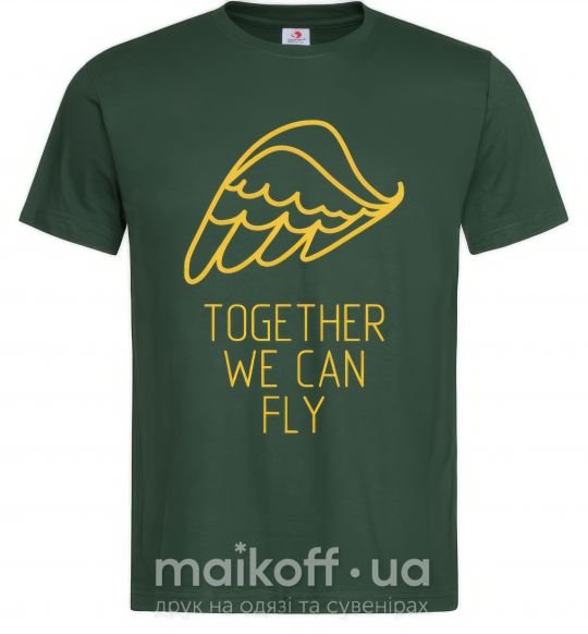 Мужская футболка Together we can fly yellow Темно-зеленый фото