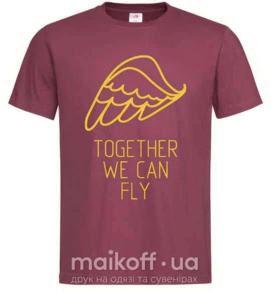 Мужская футболка Together we can fly yellow Бордовый фото
