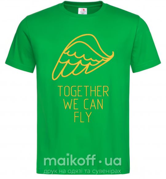 Мужская футболка Together we can fly yellow Зеленый фото
