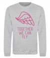Свитшот Together we can fly pink Серый меланж фото