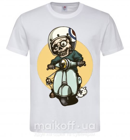 Мужская футболка Motorbike skeleton Белый фото