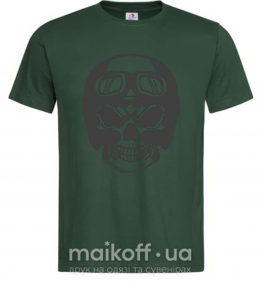 Мужская футболка Skull with helmet Темно-зеленый фото