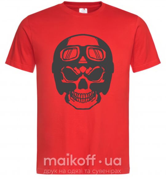 Мужская футболка Skull with helmet Красный фото