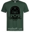 Мужская футболка Skull in helmet Темно-зеленый фото