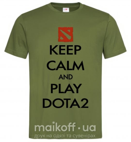 Чоловіча футболка Keep calm and play Dota2 Оливковий фото