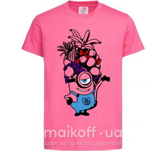 Детская футболка Миньон с фруктами Ярко-розовый фото