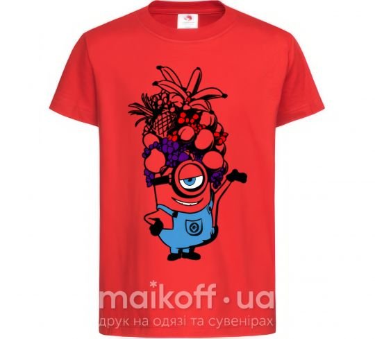Детская футболка Миньон с фруктами Красный фото