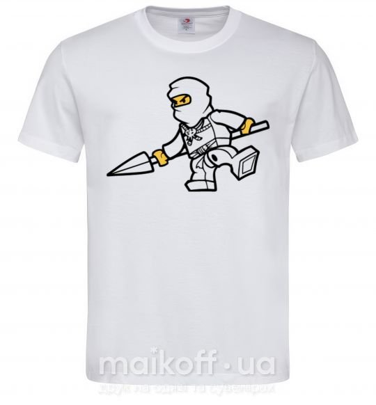 Мужская футболка Ниндзя с копьем Белый фото