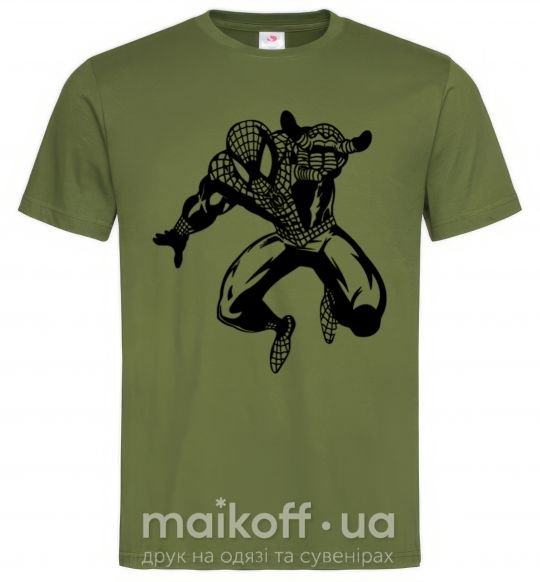 Мужская футболка Spiderman Jump Оливковый фото
