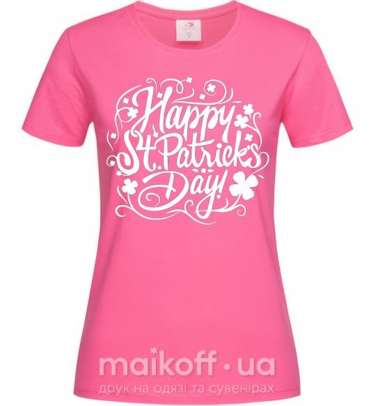 Женская футболка Узор Святой Патрик Ярко-розовый фото