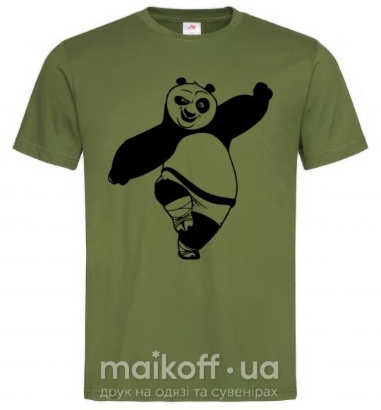 Мужская футболка Кунг фу панда Оливковый фото