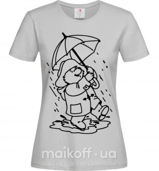 Жіноча футболка Паддингтон с зонтом Сірий фото