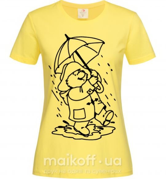 Жіноча футболка Паддингтон с зонтом Лимонний фото