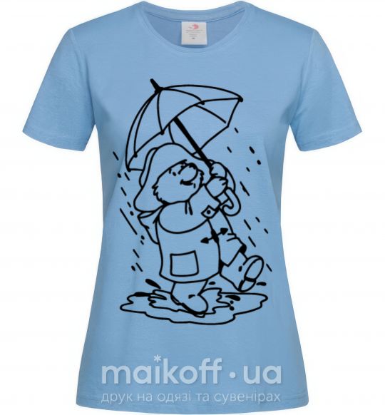 Жіноча футболка Паддингтон с зонтом Блакитний фото
