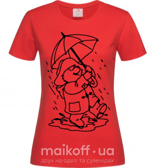 Женская футболка Паддингтон с зонтом Красный фото