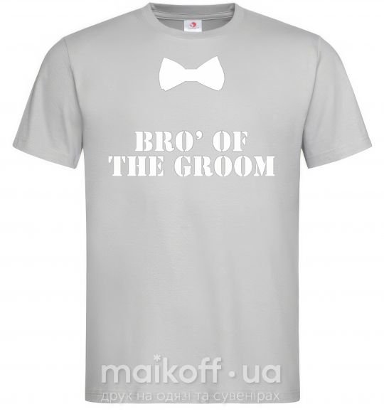 Мужская футболка Bro' of the groom butterfly Серый фото