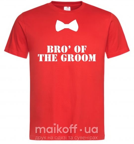 Мужская футболка Bro' of the groom butterfly Красный фото