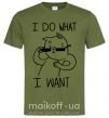 Мужская футболка I do what i want ч/б изображение Оливковый фото