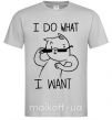 Мужская футболка I do what i want ч/б изображение Серый фото