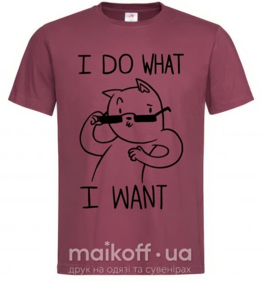 Мужская футболка I do what i want ч/б изображение Бордовый фото