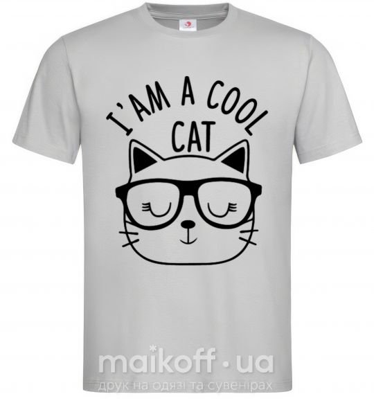 Чоловіча футболка I am a cool cat Сірий фото
