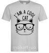 Мужская футболка I am a cool cat Серый фото