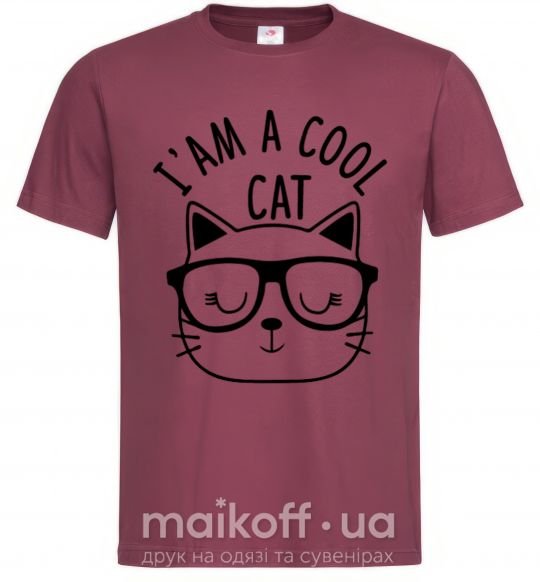 Мужская футболка I am a cool cat Бордовый фото