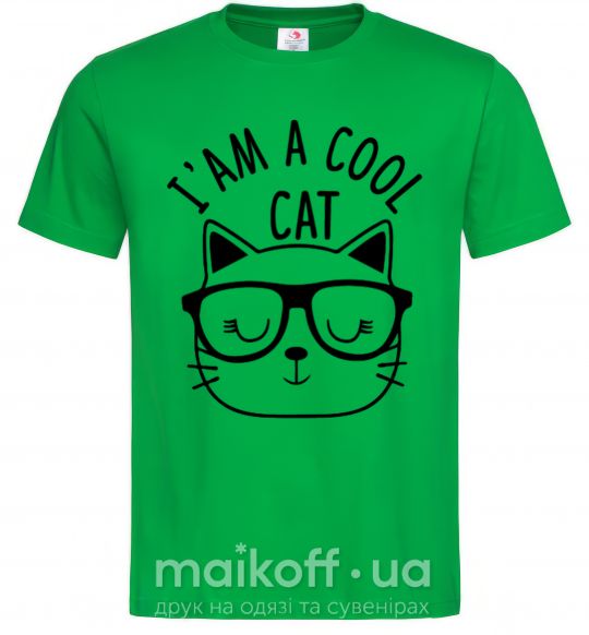 Мужская футболка I am a cool cat Зеленый фото