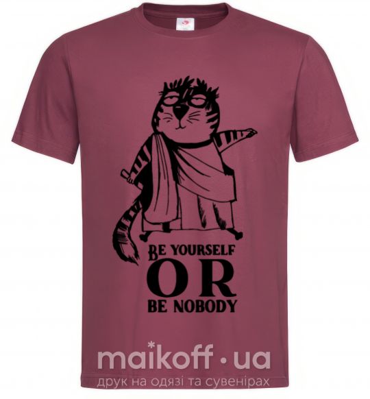 Мужская футболка Be yourself or be nobody Бордовый фото
