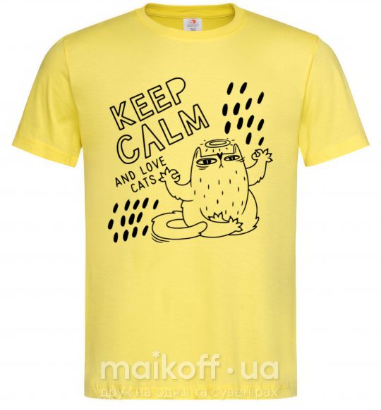 Чоловіча футболка Keep calm and love cats Лимонний фото