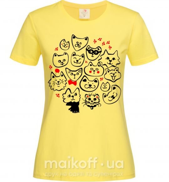 Женская футболка Cat's faces Лимонный фото