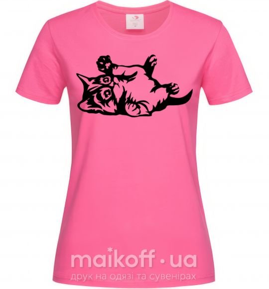Жіноча футболка Котенок Яскраво-рожевий фото