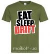 Мужская футболка Eat sleep drift Оливковый фото