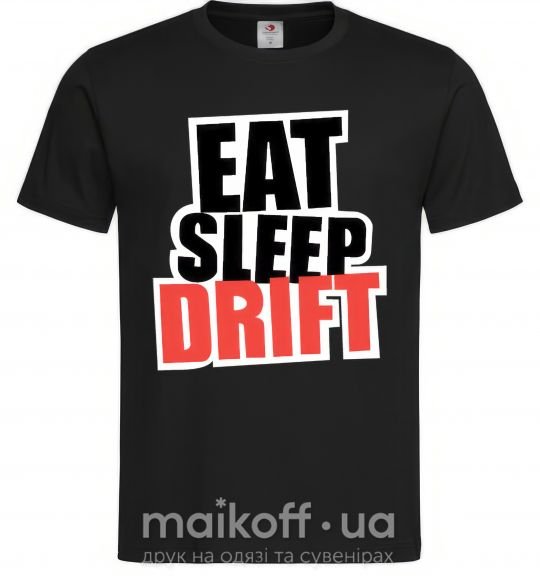 Мужская футболка Eat sleep drift Черный фото