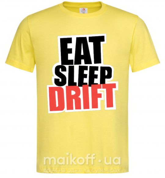 Мужская футболка Eat sleep drift Лимонный фото