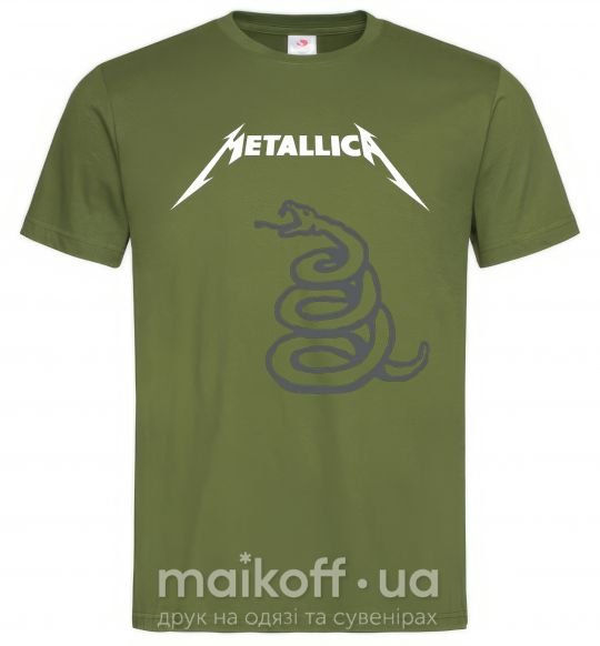 Мужская футболка Metallika snake Оливковый фото