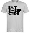 Мужская футболка Eat sleep code Серый фото