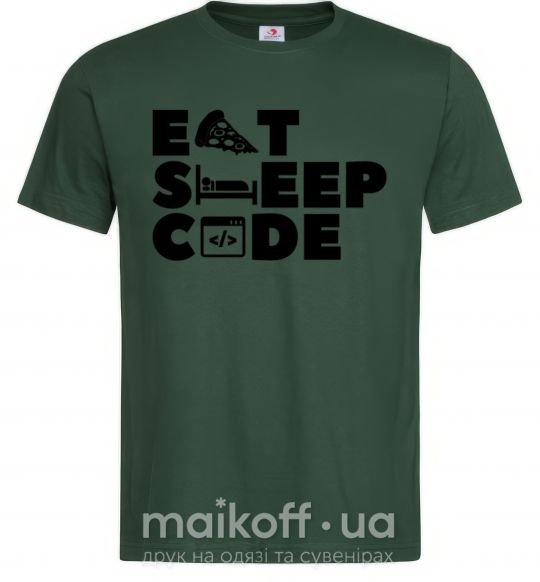 Мужская футболка Eat sleep code Темно-зеленый фото