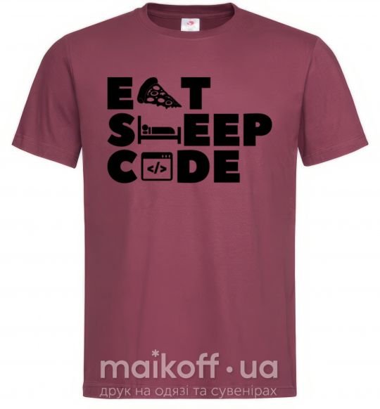 Мужская футболка Eat sleep code Бордовый фото