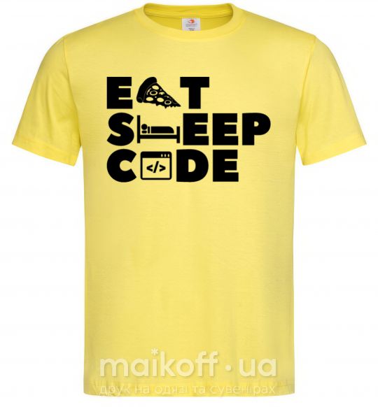 Мужская футболка Eat sleep code Лимонный фото
