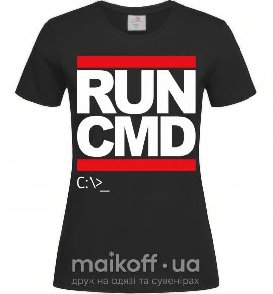 Жіноча футболка Run CMD Чорний фото