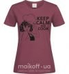 Жіноча футболка Keep calm and cook Бордовий фото