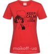 Жіноча футболка Keep calm and cook Червоний фото