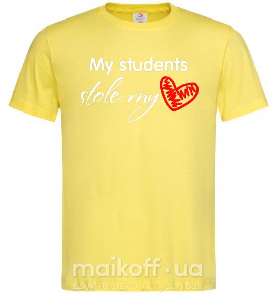 Мужская футболка My students stole my heart Лимонный фото