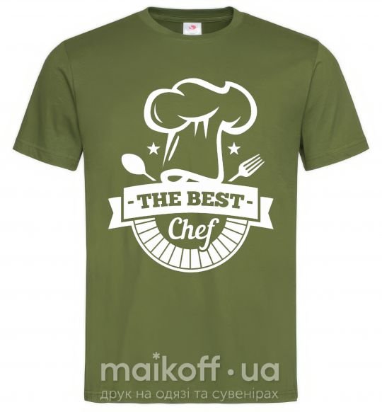 Мужская футболка The best chef Оливковый фото