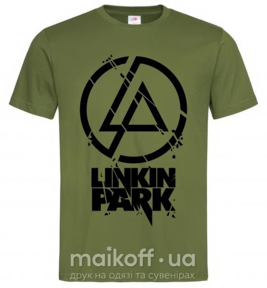 Чоловіча футболка Linkin park broken logo Оливковий фото