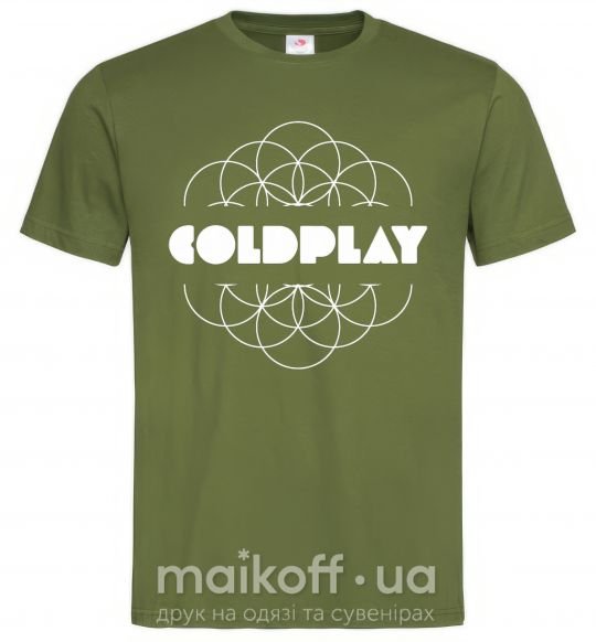 Чоловіча футболка Coldplay white logo Оливковий фото