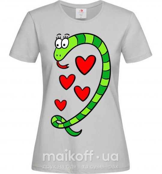 Жіноча футболка Love snake girl Сірий фото