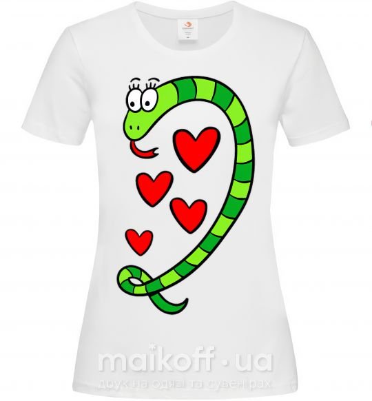 Женская футболка Love snake girl Белый фото